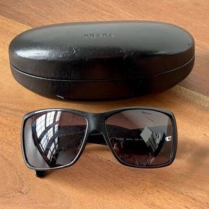 Prada Unisex Wrap Sunglasses Black Blue SPR09G